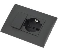 Electraline 22121 Set Placca Premontata 1 Presa universale P40 16A + 1 Deviatore 10A, due viti di montaggio, Nero