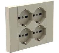 ELECTRALINE MULTIPRESA INCASSO QUADRA 4 PRESE BIP+SCHUKO UNIVERSALI SABBIA 38923