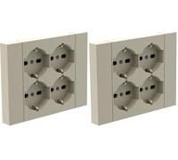 Electraline 22125 Multipresa da incasso Quadra 4 Posti Universali P40, compatibile con tutte le scatole da incasso 3 posti (muratura o cartongesso) (Confezione da 2)
