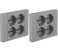 Electraline 22135 Multipresa da incasso Quadra 4 Posti Universali P40, compatibile con tutte le scatole da incasso 3 posti (muratura o cartongesso) (Confezione da 2)