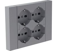 ELECTRALINE MULTIPRESA INCASSO QUADRA 4 PRESE BIPASSO + SCHUKO TITANIO (38925)