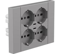 Electraline 22137 Multipresa da incasso Quadra 4 Posti Universali P40 + 2 USB-C, compatibile con tutte le scatole da incasso 3 posti (muratura o cartongesso), Titanio