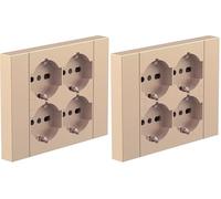 Electraline 22145 Multipresa da incasso Quadra 4 Posti Universali P40, compatibile con tutte le scatole da incasso 3 posti (muratura o cartongesso), Champagne (Confezione da 2)