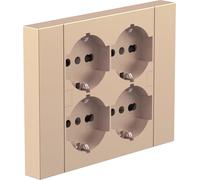 Electraline 22145 Multipresa da incasso Quadra 4 Posti Universali P40, compatibile con tutte le scatole da incasso 3 posti (muratura o cartongesso), Champagne