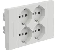Electraline 22159 Multipresa da incasso Quadra 4 Posti Universali P40, compatibile con tutte le scatole da incasso 3 e 4 posti, Con interruttore/Deviatore, Bianco
