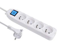Electraline 32041 Ciabatta a 4 prese con interruttore/spina piatta, lunghezza del cavo: 1,5 m, colore: bianco
