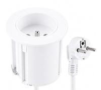 Electraline 35459 - Blocco multipresa da incasso, compatto con 1 presa da 16 A, per scrivania/tavolo, 54 mm di diametro o 60 mm standard con adattatore (incluso), facile da installare, prolunga da 2 m