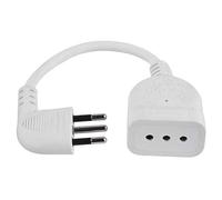 Electraline 46005 Mini Prolunga Salvaspazio con Spina Piccola 10A, Cavo 20 cm, Bianco/marrone