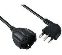 Electraline 46109 Prolunga 5 mt spina 16A e presa polivalente (schuko + 10/16A), nero - sezione cavo 3G1,5 mm²