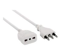 Electraline 46123 Prolunga 3 mt Spina e Presa bivalente 10/16A, Bianco-Sezione Cavo 3G1 mm