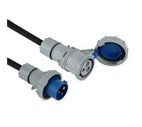 Electraline 46141 prolunga in gomma 30 mt presa industriale IEC spina a 3 poli adatta per camper, campeggio, caravan, barca, cantiere - IP44 Grigio, Cavo H07RN sezione 3G2,5 mm²