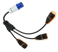 Electraline 46151 Splitter 3 Prese Schuko con Electralock Dotate di Meccanismo di Blocco che Impedisce Disconnessioni Accidentali, IP44, Cavo H07RN-F Input 3G2.5 - Output 3G1.5mm, Spina CEE, Nero