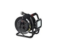 Electraline 49035 Avvolgicavo uso professionale con prolunga e con Proiettore LED 10W, 4 prese 10/16A, con tamburo fisso, sezione cavo 3G1,5 lunghezza 20m