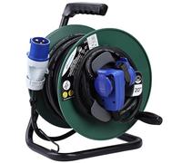 Electraline 49207 Prolunga con Avvolgicavo 20M per camper, campeggio, caravan, IP44, 2 prese (industriale+Schuko), Cavo AT-N07V3V3-F Sezione 3G2.5