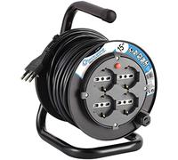 Electraline Avvolgicavo 49217 - 15 m - 4 prese 2P+T 16A bipasso Schuko - 3x1,5 mmq