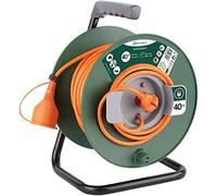 Electraline 49235 Prolunga Giardino con Avvolgicavo Spina e Presa Europea 2 Poli Adatta per Elettrodomestici da Giardinaggio, con Protezione, 40 m, Nero/Verde