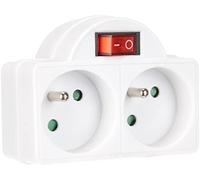 Electraline 531192 - Adattatore spina multipresa con interruttore, 2 prese 16A, colore: Bianco