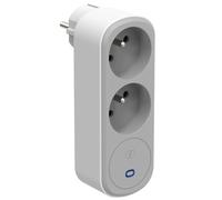 Electraline 531204 Adattatore Spina Multipresa Biplite Prima 2 Prese Francesi 16A, con protezione parafulmine, Adattatore da parete, Bianco/Grigio