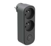 Electraline 531207 Adattatore Spina Multipresa Biplite Prima 2 Prese Francesi 16A con Interruttore ON/OFF, Adattatore da parete, Nero/Grigio