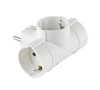 Electraline 55040 Adattatore 3 prese, Spina tedesca, Multipresa 3 posti schuko, Bianco