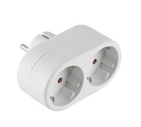 Electraline 55072 Adattatore 2 Prese Frontali, Spina Tedesca, Multipresa 2 Posti Schuko, Bianco