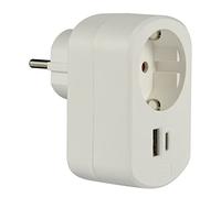 Electraline 55079 Adattore Multiprepresa con 1 presa Schuko + 2 USB 3A QC (1 USB tipo A + 1 USB tipo C) 18W, caricare ogni dispositivo elettronico, compatibile con le ultime tecnologie, PD 2.0, Bianco