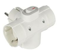 Electraline 55090 Adattatore Triplo 3 prese laterali, Spina tedesca, Multipresa 3 posti schuko, con interruttore ON/OFF Bianco