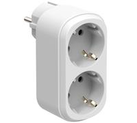 Electraline 55094 Prima Doppio Adattatore 2 Prese 16A (2P+A) Schuko Frontale, Ciabatta con 2 prese Schuko, Bianco
