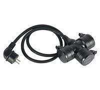 Electraline 55095 Prolunga/Adattatore 1.4 M da Cantiere in Gomma Neoprene H07RN-F 3G1.5, Multipresa tripla con 3 prese Schuko con coperchio IP44 per ambienti esterni, Spina Schuko