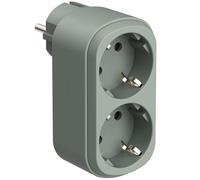 Electraline 55097 Prima Doppio Adattatore 2 Prese 16A (2P+A) Schuko Frontale, Ciabatta con 2 prese Schuko, Verde