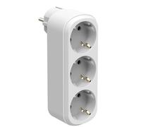 Electraline 55099 Adattatore Triplo Prima, 3 Prese 16A (2P+E) Schuko Frontale, adattatore da parete, Bianco