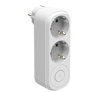 Electraline 55105 Prima Doppio Adattatore 2 Prese 16A (2P+A) Schuko Frontale con Interruttore ON/OFF, Ciabatta con 2 prese Schuko, Bianco