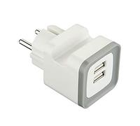 Electraline 570071 Mini adattatore con due porte USB, output 2.4A GummyLine, con supporto per cellulare, spina schuko, colore Grigio