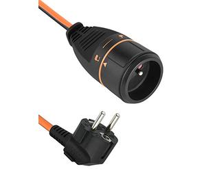 Electraline 57038A Prolunga 40 m 3 g 1,5 mm Femmina Francese Electralock Dotata di Un Sistema di bloccaggio Che impedisce la sconnessione Spina, Nero/Arancio