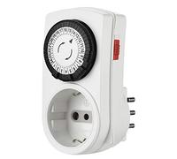 Electraline 58114 Mini Programmatore Timer Meccanico Giornaliero, Spina Italiana piccola 10 A, Presa Schuko + 10A, Bianco