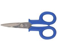 Electraline 59101 Forbici da Elettricista con Lama Curva in Acciaio Inox, Blu/Argento