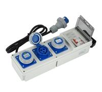 Electraline 60426 Quadro Elettrico di Distribuzione 3 Prese Industriali CEE, Spina CEE, Cavo 2M H07RN-F 3G2.5, IP67, con interruttore differenziale RCD 30ma + interruttore di sicurezza MCB