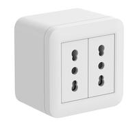 Electraline 60473 contenitore da superficie FIXA con due prese bivalenti (10/16A), Bianco, IP40, compatibile per installazione con tubo rigido e canalina