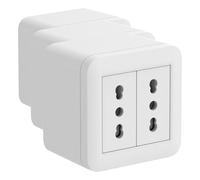 Electraline 60473 contenitore da superficie FIXA con due prese bivalenti (10/16A), Bianco, IP40, compatibile per installazione con tubo rigido e canalina (Confezione da 3)