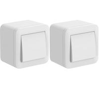 Electraline 60474 contenitore da superficie con interruttore/deviatore FIXA, 10A, bianco, IP40, compatibile per installazione con tubo rigido e canalina (Confezione da 2)