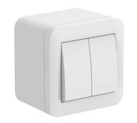 Electraline 60475 contenitore da superficie con doppio deviatore/interruttore FIXA,10A, bianco, IP40, compatibile per installazione con tubo rigido e canalina