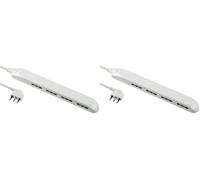 Electraline 61910 Multipresa Super Slim Salvaspazio 23 mm, 4 Posti Bivalenti 10/16A, Spina 90° 16A, Cavo 1.5 M (Confezione da 2)