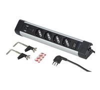 Electraline 61918 Multipresa Scrivania 4 Posti Polivalenti, Schuko + 10/16 A, con 3 USB (2 USB A 3.0A + 1 USB C 20W Power Delivery), Cavo H05VV-F 3G.1 lunghezza 2M, protezione contro sovratensioni