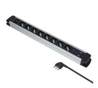 Electraline 61922 Multipresa Alu-Line 8 Posti Polivalenti, Schuko +10/16 A + 3 USB (2 A 3.0A + 1 C 20W Power Delivery) Con Interruttore Luminoso ON/OFF, 2M, Corpo in Alluminio
