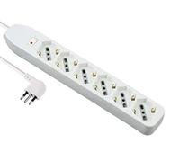 Electraline 61993 Multipresa 6 Posti polivalenti, Cavo 1.5 m, Spina Piccola 10 A, 6 Posti, Bianco