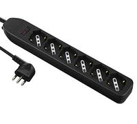 Electraline 61994 Multipresa 6 Posti polivalenti, Cavo 1.5 m, Spina Piccola 10 A, 6 Posti, Nero
