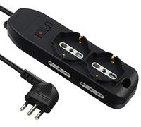 Electraline 61995 Multipresa 6 Posti, 2 Polivalenti, 4 Bivalenti 10/16A, Cavo 2 m, Spina Piccola 10A, Nero