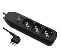Electraline 61999 Multipresa 3 Posti polivalenti, Cavo 1.5 m, Spina Piccola 10 A, 3 Posti, Nero