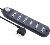 Electraline 62003 Multipresa con Cavo, 1.5 mt, 6 Prese Bivalenti 10/16A, Nero