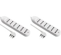 Electraline 62005 Multipresa 6 Posti Bivalenti 10/16A - Cavo 1,5 mt Bianco (Confezione da 2)